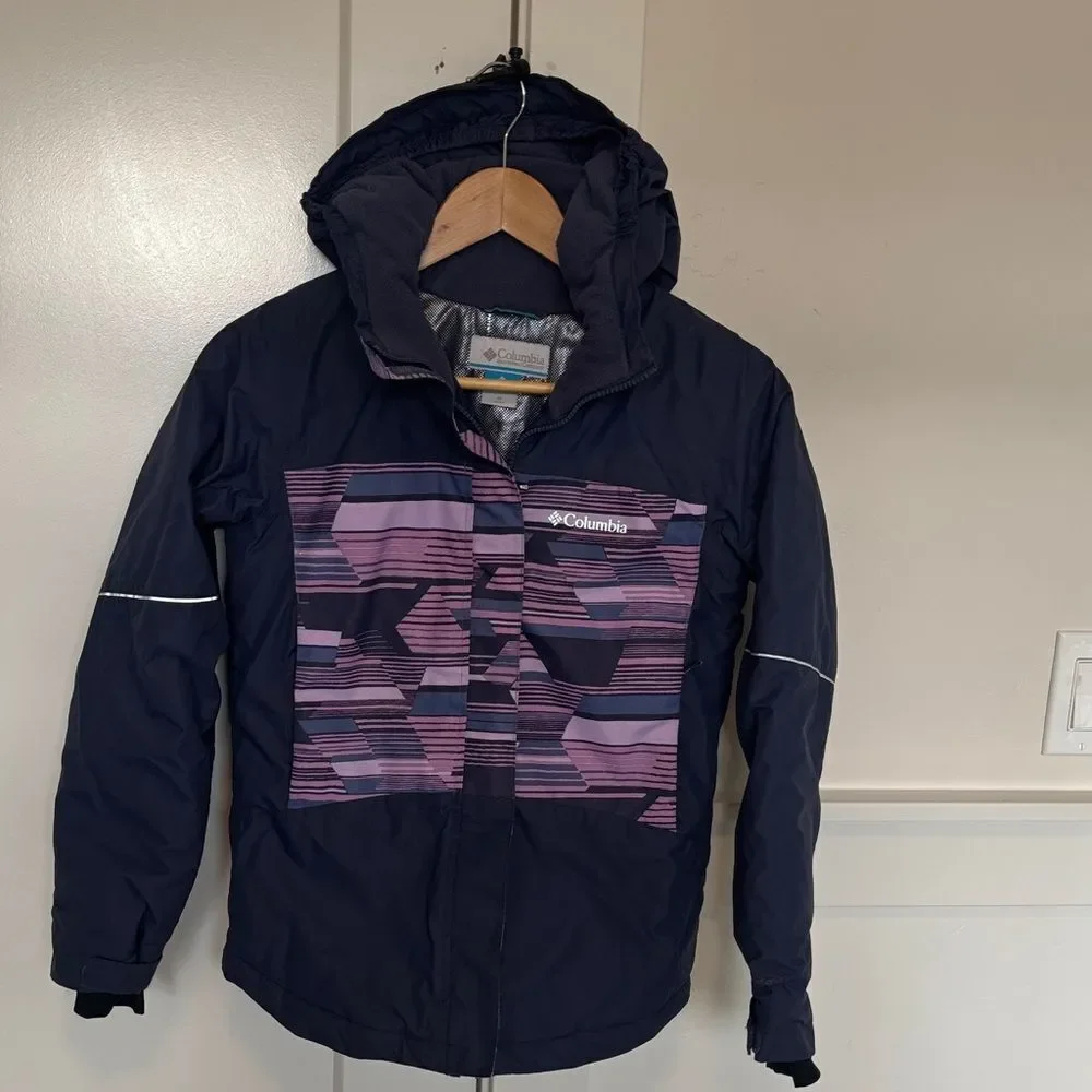 Columbia Blue Purple Patterned Omni-Heat Ski Outdoors Winter Jacket Size M 10/12